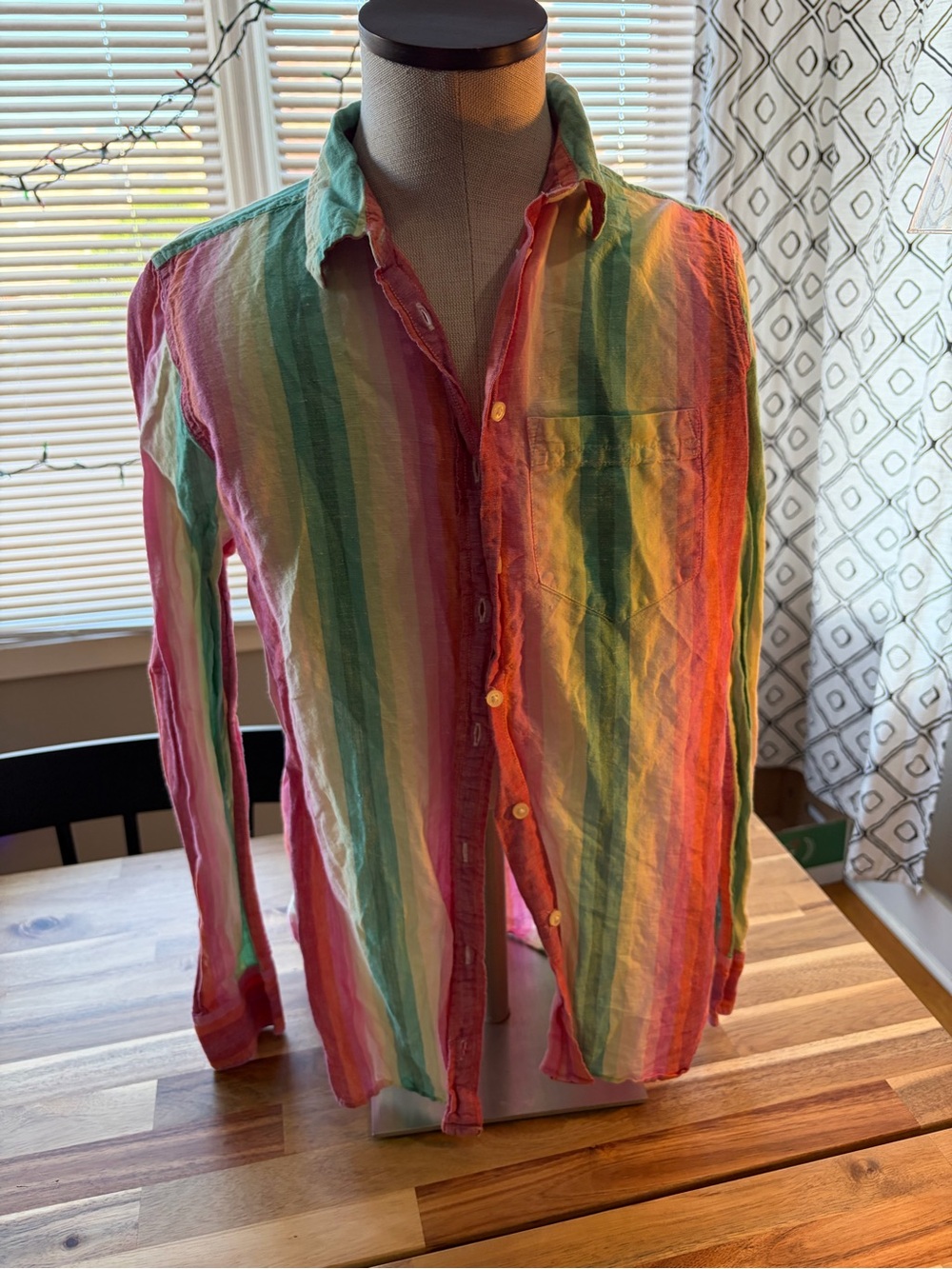 J Crew Linen/Cotton Blend Button Down, Sherbert Colored Size 4
